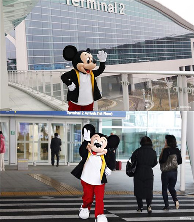 ミッキーマウス、歴史的初訪韓…“ラフな空港ファッション”で入国する姿が話題に