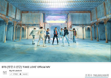 【公式】「BTS（防弾少年団）」、「FAKE LOVE」ミュージックビデオが7億ビュー突破