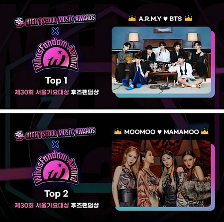 「BTS(防弾少年団)」、ソウル歌謡大賞「Whosfandom賞」受賞...2位は「MAMAMOO」