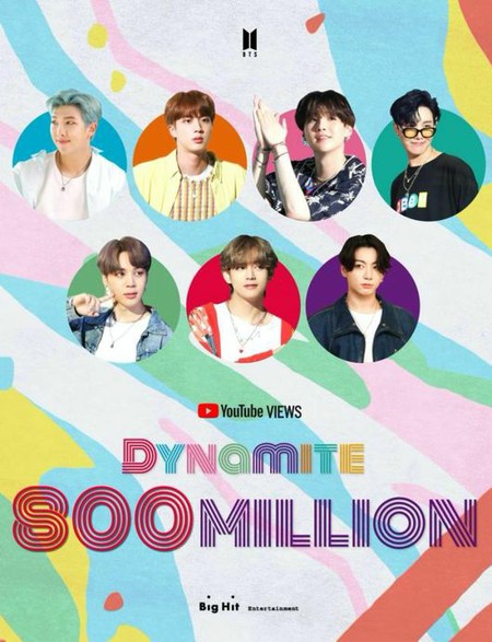 「BTS（防弾少年団）」、「Dynamite」MV再生回数8億回突破…通算6作目