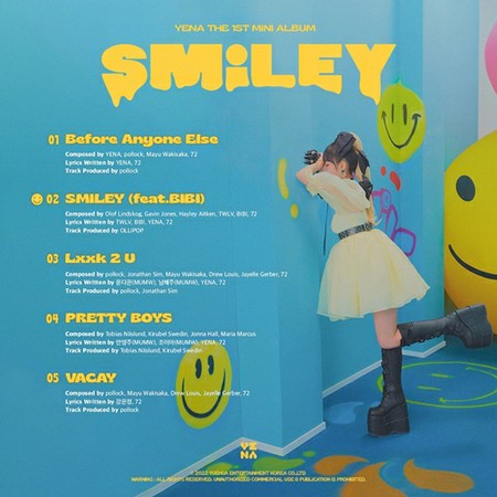 チェ・イェナ（元IZ*ONE）、1stミニアルバム「SMiLEY」のトラックリストイメージを公開