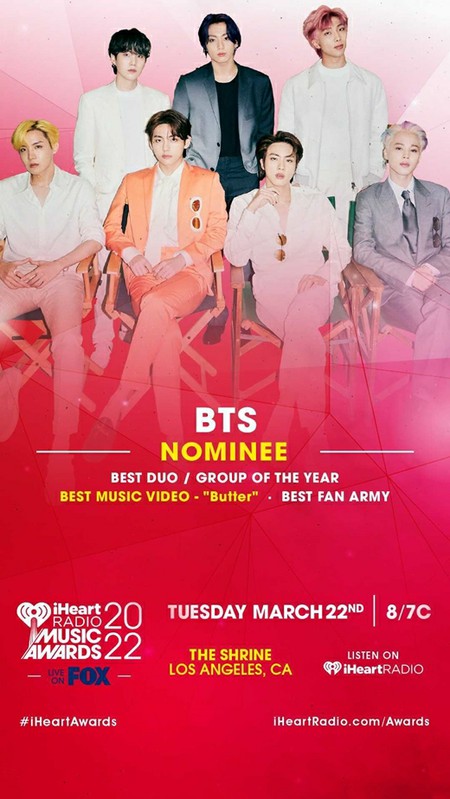 【公式】「BTS（防弾少年団）」、米「iHeartRadio Music Award」3部門にノミネート