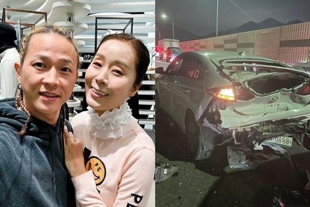 公演芸術家ポッピン・ヒョンジュンの妻パク・エリ、3重追突事故で車がメチャメチャに…救急室行き