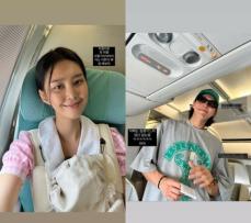 俳優ソン・ジェヒ＆チ・ソヨン夫妻、生後6か月の娘と飛行機搭乗…初めての旅行「頑張ろう」