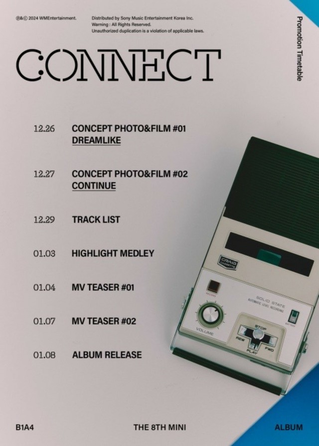 「B1A4」、 8thミニアルバム「CONNECT」プロモーションタイムテーブル公開…1月8日カムバック