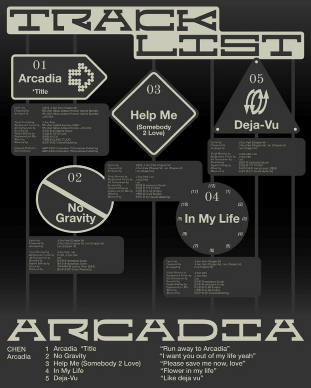 EXO」CHEN、29日に5thミニアルバム「ARCADIA」のトラックリスト