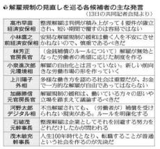 自民総裁選で論争、解雇規制見直しに評価二分…「成長分野へ転職促進」「生活の根幹が崩れる」