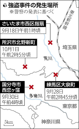 東京・埼玉の連続強盗致傷、３事件指示役は秘匿性高いアプリ使用…登録名が同じ