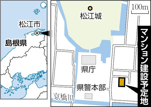 国宝・松江城と並び立つ「ほぼ天守」並みマンション建設へ…市の対応は迷走、市長の直談判も不発