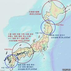 北海道と西日本を同じ大きさの円で囲ってみた→16府県がすっぽり「北海道はでっかいどう」な結果が話題