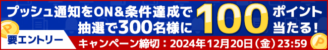 プッシュ通知ON＆エントリーで100ポイントが当たるキャンペーン